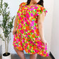Be Charming Lime & Pink Floral Print Tiered Ruffle Sleeve Dress