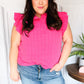 Glamorous In Hot Pink Textured Ruffle Mock Neck Top