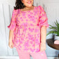 Making Moves Peach & Pink Floral Peplum Woven Top