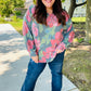 Everyday Hunter Green Floral Brushed Hacci Sweater Top