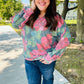 Everyday Hunter Green Floral Brushed Hacci Sweater Top