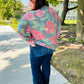 Everyday Hunter Green Floral Brushed Hacci Sweater Top