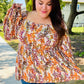 Fall in Love Taupe & Rust Floral Print Babydoll Bubble Sleeve Top
