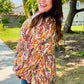 Fall in Love Taupe & Rust Floral Print Babydoll Bubble Sleeve Top