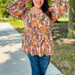 Fall in Love Taupe & Rust Floral Print Babydoll Bubble Sleeve Top