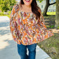 Fall in Love Taupe & Rust Floral Print Babydoll Bubble Sleeve Top