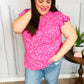 Look Of Love Fuchsia Floral Yoke Ruffle Short Sleeve Top