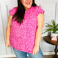 Look Of Love Fuchsia Floral Yoke Ruffle Short Sleeve Top