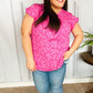 Look Of Love Fuchsia Floral Yoke Ruffle Short Sleeve Top