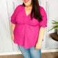 Feeling Strong Fuchsia Textured V Neck Babydoll Top