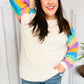 Just For You Rainbow Bubble Sleeve Terry Raglan Top