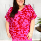 Tropical Trance Magenta Floral V Neck Woven Top