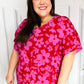 Tropical Trance Magenta Floral V Neck Woven Top