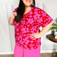 Tropical Trance Magenta Floral V Neck Woven Top