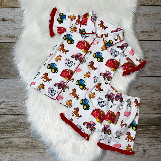 Farm Animals Printed Ruffle Loungewear Set