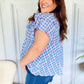 Hello Beautiful Blue Plaid V Neck Ruffle Elastic Babydoll Top