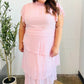 Beautiful You Blush Swiss Dot Asymmetric Tiered Smocked Lined Dress