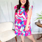 Go For Fun Fuchsia Geo Print Tiered Ruffle Sleeve Woven Dress