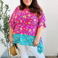 Vacay Ready Fuchsia Paisley Floral Dolman Sleeve Shark Bite Top