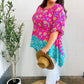 Vacay Ready Fuchsia Paisley Floral Dolman Sleeve Shark Bite Top