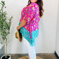 Vacay Ready Fuchsia Paisley Floral Dolman Sleeve Shark Bite Top