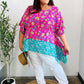 Vacay Ready Fuchsia Paisley Floral Dolman Sleeve Shark Bite Top