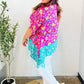 Vacay Ready Fuchsia Paisley Floral Dolman Sleeve Shark Bite Top