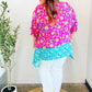 Vacay Ready Fuchsia Paisley Floral Dolman Sleeve Shark Bite Top