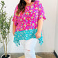 Vacay Ready Fuchsia Paisley Floral Dolman Sleeve Shark Bite Top