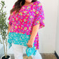 Vacay Ready Fuchsia Paisley Floral Dolman Sleeve Shark Bite Top