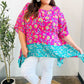 Vacay Ready Fuchsia Paisley Floral Dolman Sleeve Shark Bite Top