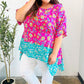 Vacay Ready Fuchsia Paisley Floral Dolman Sleeve Shark Bite Top