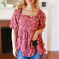 Just So Sweet Dusty Rose Floral Print Smocked Puff Sleeve Top