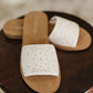 Imelda Off White Crocheted Slip On Sandal