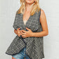 Moss Plaid Sleeveless Scalloped Vest