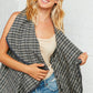 Moss Plaid Sleeveless Scalloped Vest