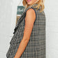 Moss Plaid Sleeveless Scalloped Vest