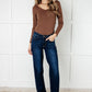 Jacqueline Mid Rise Frayed Hem Straight Leg Jean