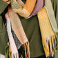 Keep Me Cozy Checkered Fringe Scarf in Pine and Petals
