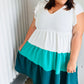 Seafoam & Emerald Tiered Frill Sleeve Midi Dress