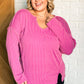 Kinda Sorta Ribbed Top in Magenta
