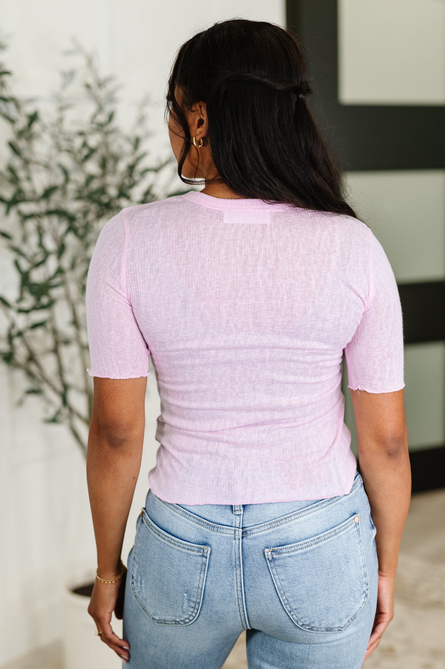 Knit Pick Basic Tee in Pink