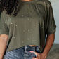 Less Than Stressed Asymmetrical Distressed Top