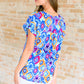 Lizzy Cap Sleeve Top in Blue and Magenta Ikat