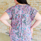 Lizzy Cap Sleeve Top in Charcoal and Pink Paisley