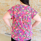 Lizzy Cap Sleeve Top in Fuchsia and Green Floral Paisley