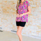 Lizzy Cap Sleeve Top in Fuchsia and Green Floral Paisley