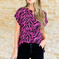 Lizzy Cap Sleeve Top in Pink and Black Zebra