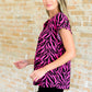 Lizzy Cap Sleeve Top in Pink and Black Zebra