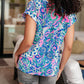 Lizzy Cap Sleeve Top in Pink and Jade Paisley Mix